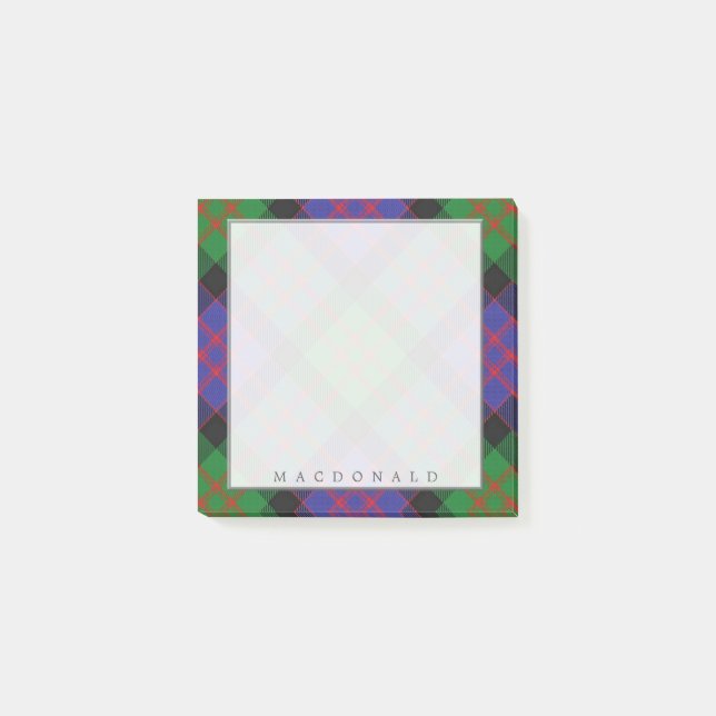 Regal Scottish Clan MacDonald Tartan Post-it Notes (Front)