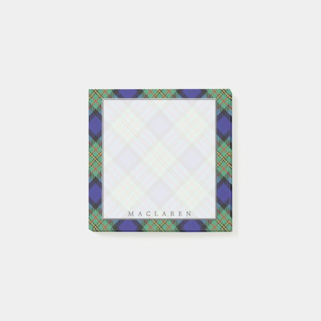 Regal Scottish Clan MacLaren Tartan Post-it Notes (Front)