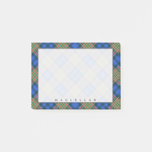 Regal Scottish Clan MacLellan Tartan Post-it Notes (Front)