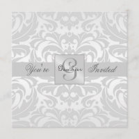 Regal Silver Damask Scroll All Occasion Invitation