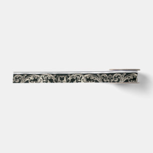 Regal Silver Flourish Hunter Green Handfasting Satin Ribbon