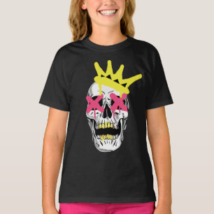 Regal Skull: Pink X-Eyed Crowned Art T-Shirt