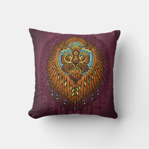 Regal Spirit Lion   Ornate Tribal Mandala Roar Cushion