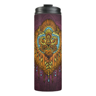 Regal Spirit Lion   Ornate Tribal Mandala Roar Thermal Tumbler