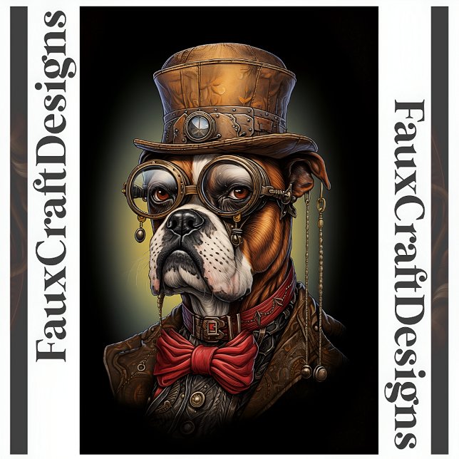 Regal Steampunk Boxer Dog Decoupage Left 117 Tissue Paper (Creator Uploaded)