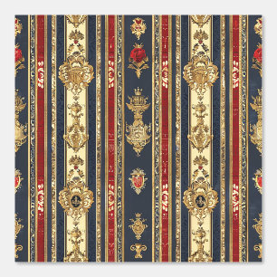 Regal Strips Gold Red Blue Rose Peel and Stick Wallpaper