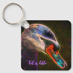 Regal Swan Abstract Art Nature Personalised Key Ring