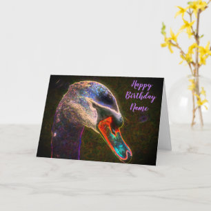 Regal Swan Fantasy Art Birthday  Card