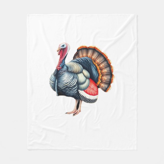 Regal Turkey Display Art Classic T-Shirt Fleece Blanket (Front)
