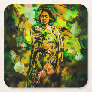 Regal Woman Square Paper Coaster