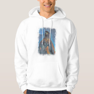 Regal Young Bald Eagle and Moon Painting Hoodie