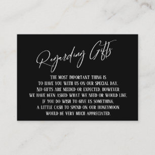 Regarding Gifts Handwriting Black and White Enclosure Card