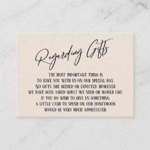 Regarding Gifts Modern Handwriting Simple Cream Enclosure Card
