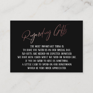 Regarding Gifts Rose Gold Handwriting Wedding Enclosure Card