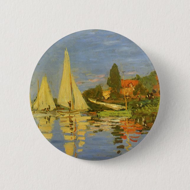 Regatta at Argenteuil by Claude Monet 6 Cm Round Badge (Front)