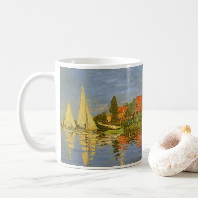 Regatta at Argenteuil by Claude Monet Coffee Mug (With Donut)