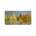 Regatta at Argenteuil by Claude Monet Label<br><div class="desc">Regatta at Argenteuil (1872) by Claude Monet is a vintage impressionism fine art nautical painting. You can see the reflection of the sailboats in the lake water. A maritime seascape with a yacht or boat race on a sunny summer season day. About the artist: Claude Monet (1840-1926) was a founder...</div>