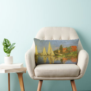 Regatta at Argenteuil by Claude Monet Lumbar Cushion