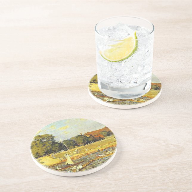 Regatta at Hampton Court Alfred Sisley Poster Coaster (Side)