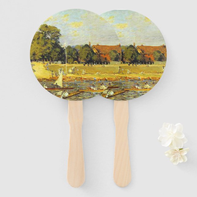 Regatta at Hampton Court Alfred Sisley Poster Hand Fan (Front and Back)