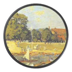 Regatta at Hampton Court Alfred Sisley Poster Hockey Puck