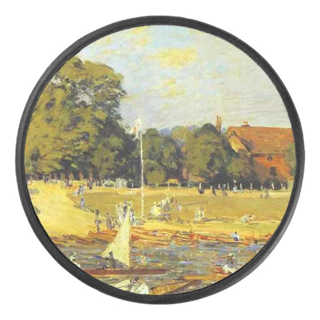 Regatta at Hampton Court Alfred Sisley Poster Hockey Puck (Front)