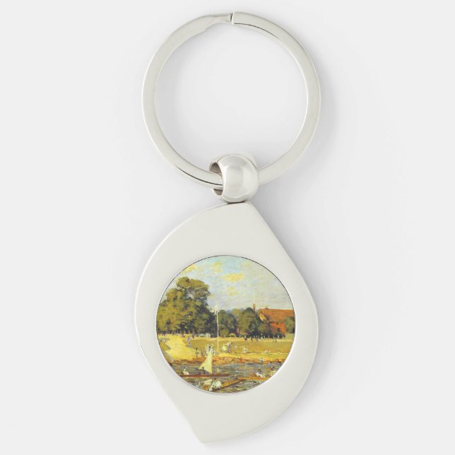 Regatta at Hampton Court Alfred Sisley Poster Key Ring (Front)