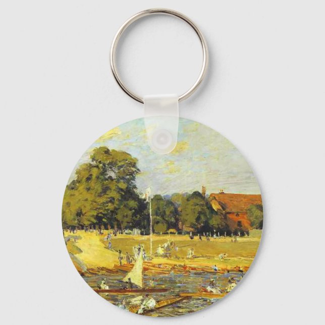 Regatta at Hampton Court Alfred Sisley Poster Key Ring (Front)