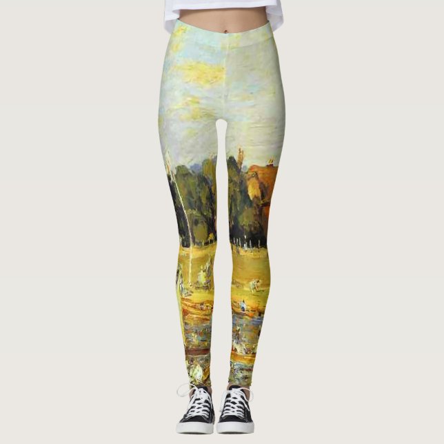 Regatta at Hampton Court Alfred Sisley Poster Leggings (Front)