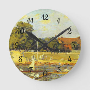 Regatta at Hampton Court Alfred Sisley Poster Round Clock