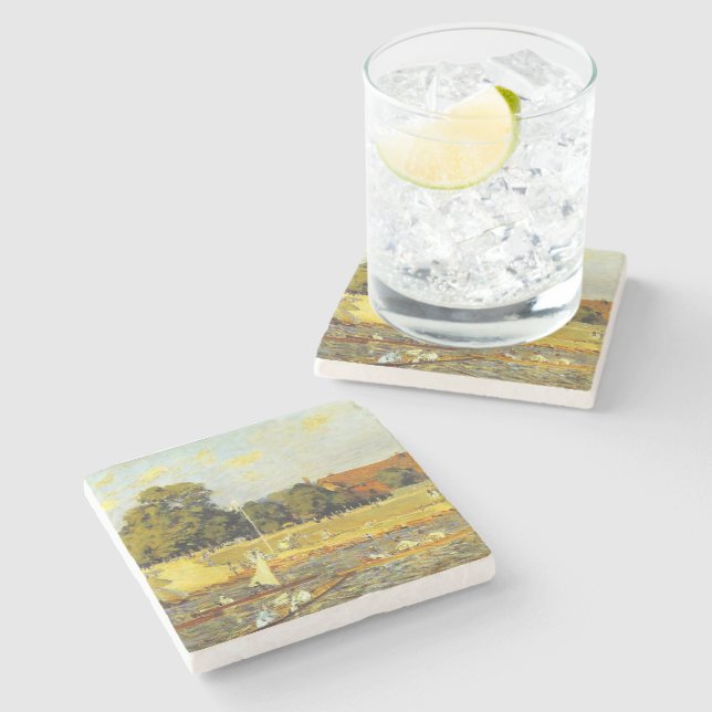 Regatta at Hampton Court Alfred Sisley Poster Stone Coaster (Side)