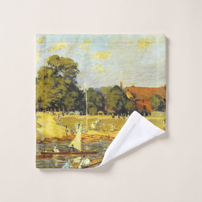 Regatta at Hampton Court Alfred Sisley Poster Wash Cloth (Wash Cloth)