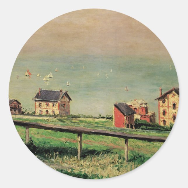Regatta at Villerville by Gustave Caillebotte Classic Round Sticker (Front)