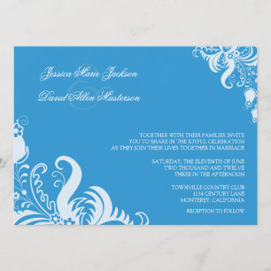 Regatta Blue Floral Accent Wedding Invitation