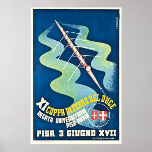 Regatta Boat Pisa Italy Racing Vintage Poster