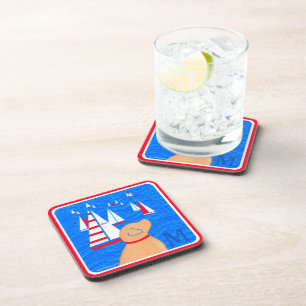 Regatta Day Yellow Dog Coaster Set