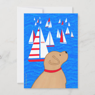 Regatta Day Yellow Retriever Dog Blank Holiday Card
