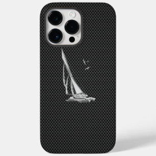 Regatta Sailboat on Carbon Fibre Style iPhone 14 Pro Max Case