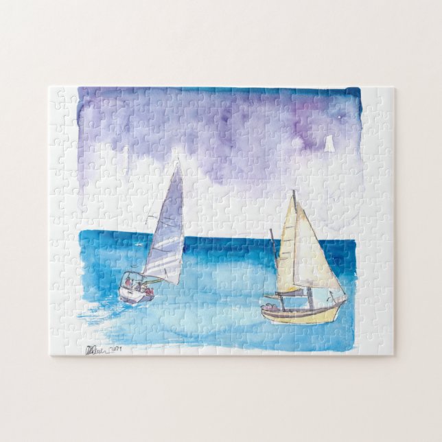 Regatta with Sailboats in Fresh Caribbean Breeze Jigsaw Puzzle (Horizontal)