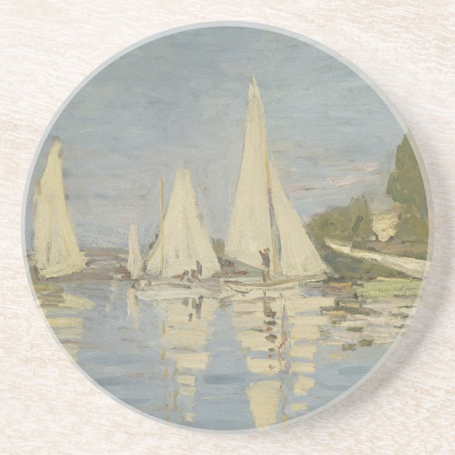 Regattas at Argenteuil, OIl Painting, Claude Monet Coaster (Front)