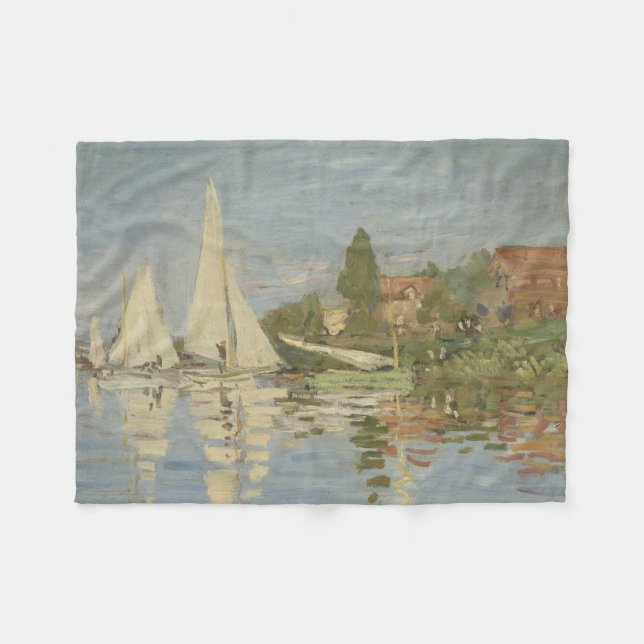 Regattas at Argenteuil, OIl Painting, Claude Monet Fleece Blanket (Front (Horizontal))