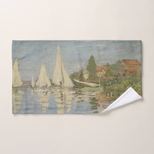 Regattas at Argenteuil, OIl Painting, Claude Monet Hand Towel