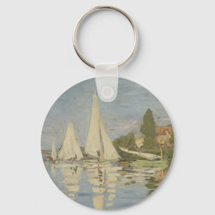 Regattas at Argenteuil, OIl Painting, Claude Monet Key Ring