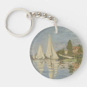 Regattas at Argenteuil, OIl Painting, Claude Monet Key Ring