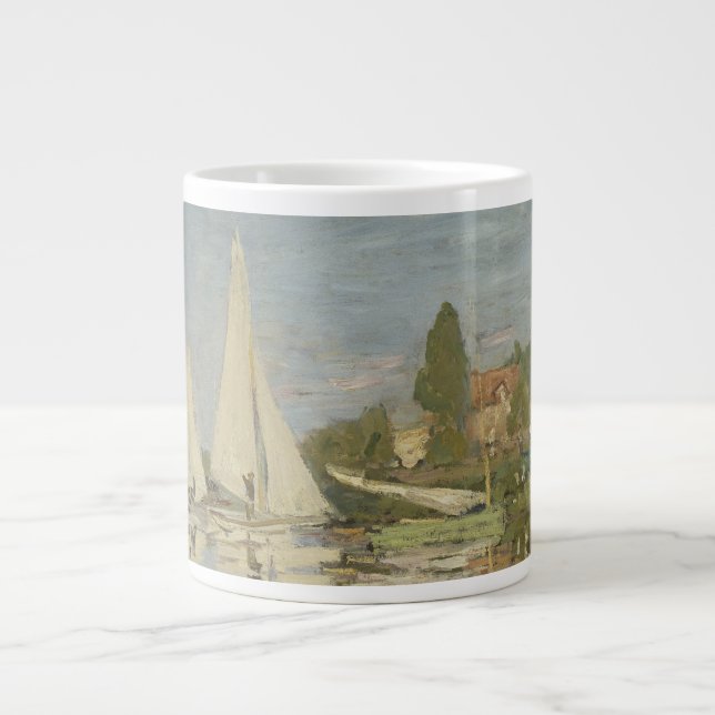 Regattas at Argenteuil, OIl Painting, Claude Monet Large Coffee Mug (Front)