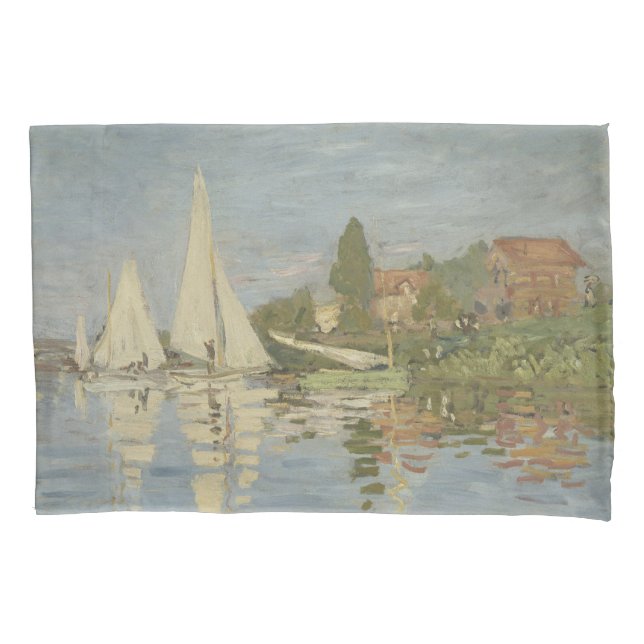Regattas at Argenteuil, OIl Painting, Claude Monet Pillowcase (Front)