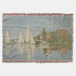 Regattas at Argenteuil, OIl Painting, Claude Monet Throw Blanket