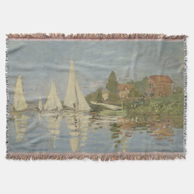 Regattas at Argenteuil, OIl Painting, Claude Monet Throw Blanket (Front)