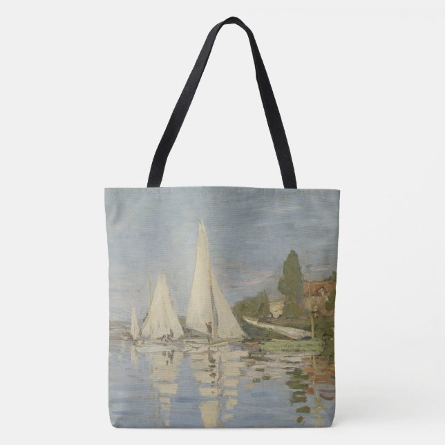 Regattas at Argenteuil, OIl Painting, Claude Monet Tote Bag (Front)