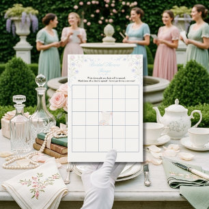 Regegcy Era Floral Bridal Shower Bingo game Invitation